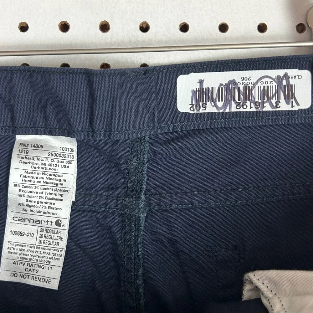 Carhartt Women FR Rugged Flex Canvas Pant 20 Navy Blue FR Regular 102689-410 NWT